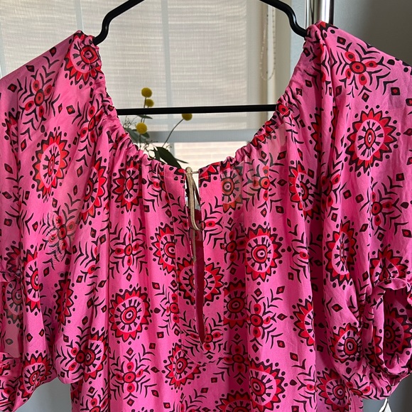 NWT: Silk Ulla Johnson Pink Geometric Dress - Picture 3 of 9